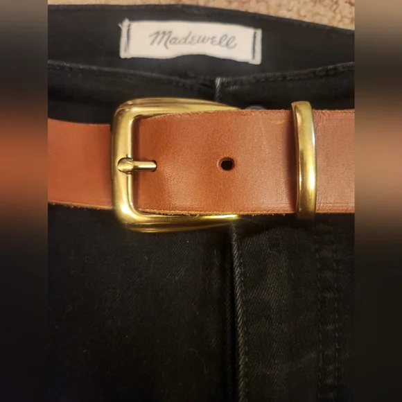 Madewell Brown Leather Belt with Gold Buckle XL - Picture 9 of 12